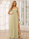 A-Line/Princess Spaghetti Straps Off-The-Shoulder Long Bridesmaid Dresses With Split Side