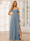 A-Line/Princess Spaghetti Straps Off-The-Shoulder Long Bridesmaid Dresses With Split Side