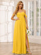 A-Line/Princess Spaghetti Straps Off-The-Shoulder Long Bridesmaid Dresses With Split Side