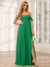 A-Line/Princess Spaghetti Straps Off-The-Shoulder Long Bridesmaid Dresses With Split Side
