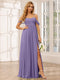 A-Line/Princess Spaghetti Straps Off-The-Shoulder Long Bridesmaid Dresses With Split Side