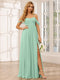A-Line/Princess Spaghetti Straps Off-The-Shoulder Long Bridesmaid Dresses With Split Side