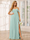 A-Line/Princess Spaghetti Straps Off-The-Shoulder Long Bridesmaid Dresses With Split Side