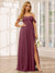 A-Line/Princess Spaghetti Straps Off-The-Shoulder Long Bridesmaid Dresses With Split Side