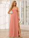 A-Line/Princess Spaghetti Straps Off-The-Shoulder Long Bridesmaid Dresses With Split Side