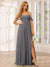 A-Line/Princess Spaghetti Straps Off-The-Shoulder Long Bridesmaid Dresses With Split Side