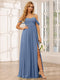 A-Line/Princess Spaghetti Straps Off-The-Shoulder Long Bridesmaid Dresses With Split Side