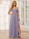 A-Line/Princess Spaghetti Straps Off-The-Shoulder Long Bridesmaid Dresses With Split Side