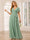 A-Line/Princess V-Neck Short Sleeves Long Bridesmaid Dresses with Sash