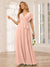 A-Line/Princess V-Neck Short Sleeves Long Bridesmaid Dresses with Sash