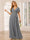A-Line/Princess V-Neck Short Sleeves Long Bridesmaid Dresses with Sash