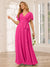 A-Line/Princess V-Neck Short Sleeves Long Bridesmaid Dresses with Sash
