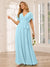 A-Line/Princess V-Neck Short Sleeves Long Bridesmaid Dresses with Sash