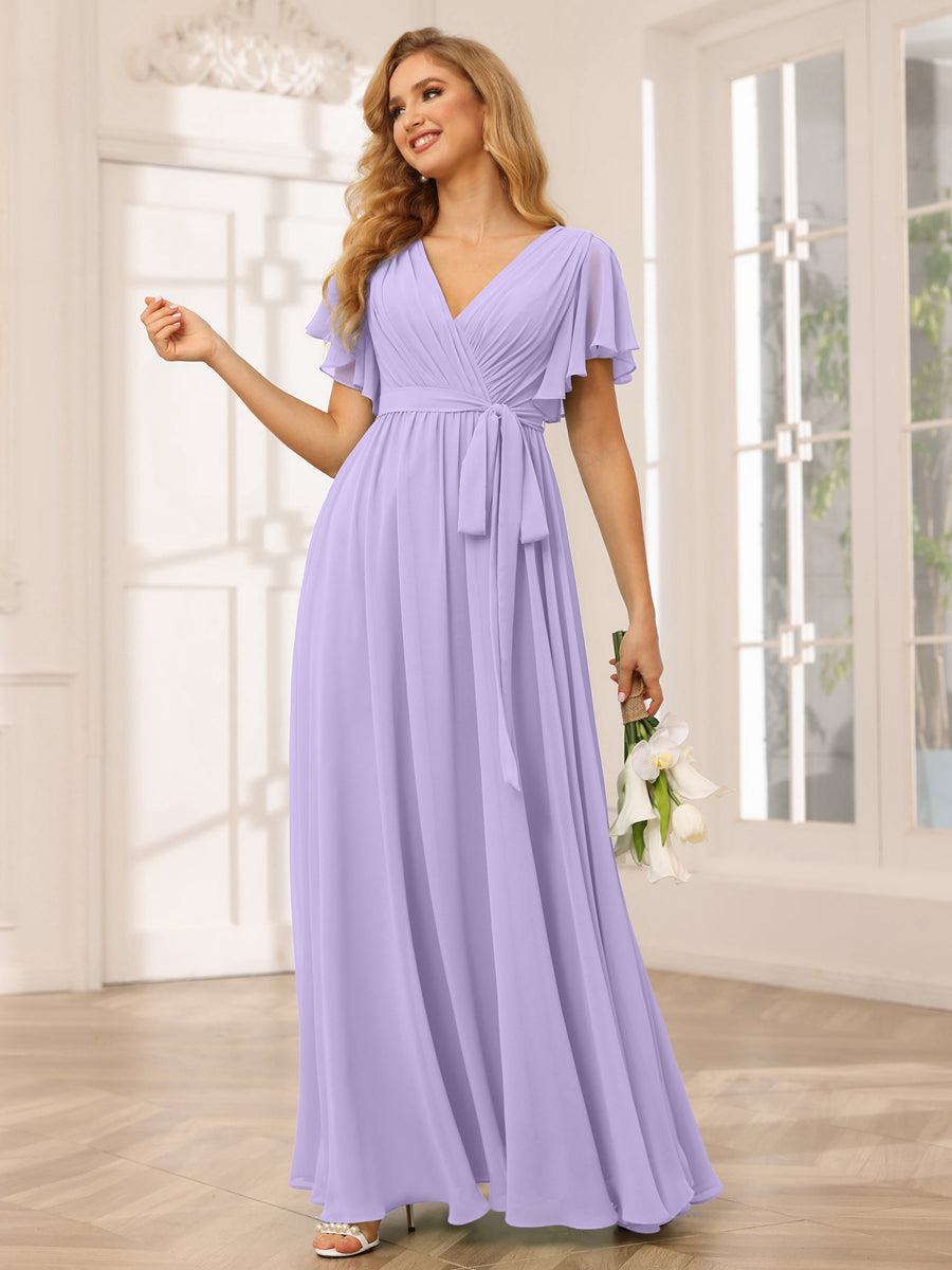 Lilac bridesmaid deals dresses with sleeves