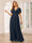 A-Line/Princess V-Neck Short Sleeves Long Bridesmaid Dresses with Sash
