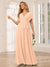 A-Line/Princess V-Neck Short Sleeves Long Bridesmaid Dresses with Sash