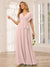 A-Line/Princess V-Neck Short Sleeves Long Bridesmaid Dresses with Sash