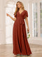 A-Line/Princess V-Neck Short Sleeves Long Bridesmaid Dresses with Sash