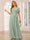 A-Line/Princess V-Neck Short Sleeves Long Bridesmaid Dresses with Sash