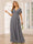 A-Line/Princess V-Neck Short Sleeves Long Bridesmaid Dresses with Sash