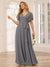 A-Line/Princess V-Neck Short Sleeves Long Bridesmaid Dresses with Sash