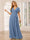 A-Line/Princess V-Neck Short Sleeves Long Bridesmaid Dresses with Sash