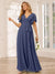 A-Line/Princess V-Neck Short Sleeves Long Bridesmaid Dresses with Sash