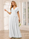 A-Line/Princess V-Neck Short Sleeves Long Bridesmaid Dresses with Sash