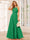 A-Line/Princess Halter Long Bridesmaid Dresses with Split Side