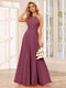 A-Line/Princess Halter Long Bridesmaid Dresses with Split Side