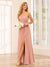 A-Line/Princess One-Shoulder Long Bridesmaid Dresses with Split Side