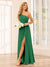 A-Line/Princess One-Shoulder Long Bridesmaid Dresses with Split Side