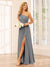 A-Line/Princess One-Shoulder Long Bridesmaid Dresses with Split Side