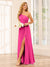 A-Line/Princess One-Shoulder Long Bridesmaid Dresses with Split Side