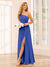 A-Line/Princess One-Shoulder Long Bridesmaid Dresses with Split Side