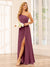 A-Line/Princess One-Shoulder Long Bridesmaid Dresses with Split Side