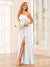 A-Line/Princess One-Shoulder Long Bridesmaid Dresses with Split Side