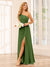 A-Line/Princess One-Shoulder Long Bridesmaid Dresses with Split Side