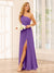 A-Line/Princess One-Shoulder Long Bridesmaid Dresses with Split Side