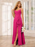 A-Line/Princess Spaghetti Straps V-Neck Long Bridesmaid Dresses with Split Side
