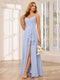 A-Line/Princess Spaghetti Straps V-Neck Long Bridesmaid Dresses with Split Side