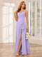 A-Line/Princess Spaghetti Straps V-Neck Long Bridesmaid Dresses with Split Side