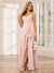 A-Line/Princess Spaghetti Straps V-Neck Long Bridesmaid Dresses with Split Side