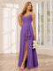 A-Line/Princess Spaghetti Straps V-Neck Long Bridesmaid Dresses with Split Side