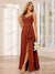 A-Line/Princess Spaghetti Straps V-Neck Long Bridesmaid Dresses with Split Side