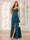 A-Line/Princess Spaghetti Straps V-Neck Long Bridesmaid Dresses with Split Side