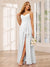 A-Line/Princess Spaghetti Straps V-Neck Long Bridesmaid Dresses with Split Side