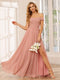 A-Line/Princess Off-the-Shoulder Long Bridesmaid Dresses with Applique