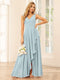 A-Line/Princess V-Neck Asymmetrical Bridesmaid Dresses with Ruffles