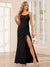 Sheath/Column Spaghetti Straps Long Bridesmaid Dresses with Split Side